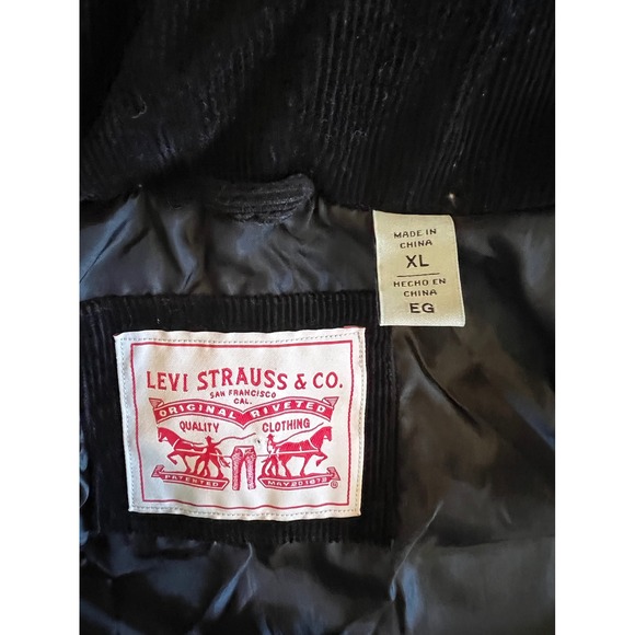 Levi's Women's Corderoy Black Puffer Jacket Size XL Winter Coat - Picture 9 of 13